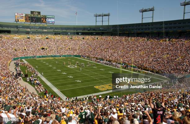 General view of Lambeau Field during the game between the Green Bay Packers and the Chicago Bears on September 19, 2004 in Green Bay, Wisconsin. The...