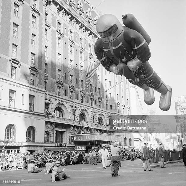 New York: Thanksgiving Day - Macy's Parade. Spaceman is seen as it comes down Broadway in the annual Macy Day Parade.