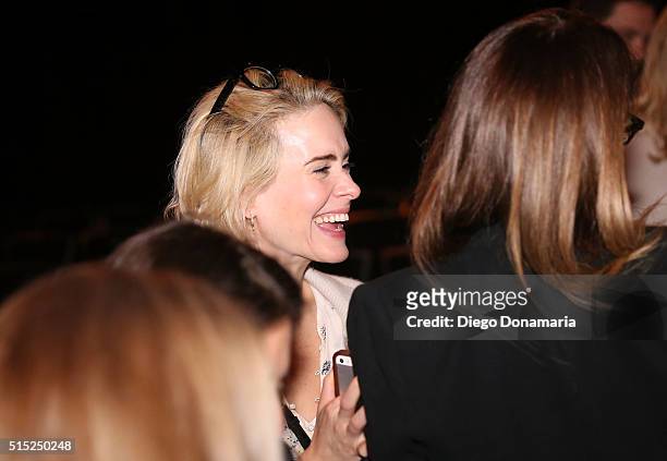 Actress Sarah Paulson attends the premiere of "Miss Stevens" during the 2016 SXSW Music, Film + Interactive Festival at Vimeo on March 12, 2016 in...