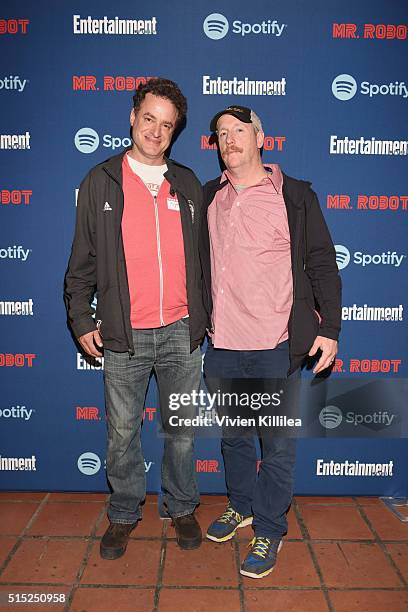 Actors Matt Besser and Matt Walsh attend a dinner hosted by Entertainment Weekly celebrating Mr. Robot at the Spotify House in Austin, TX during SXSW...