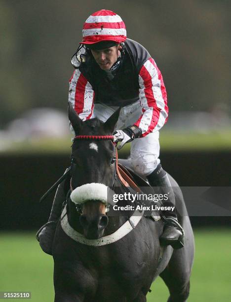 This years Grand National winner, Amberleigh House ridden by Graham Lee in action during his first run since the Grand National in the jmc.it...