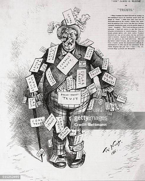 New York: Thomas Nast antitrust cartoon, 1888. "Sir James G. Blaine".