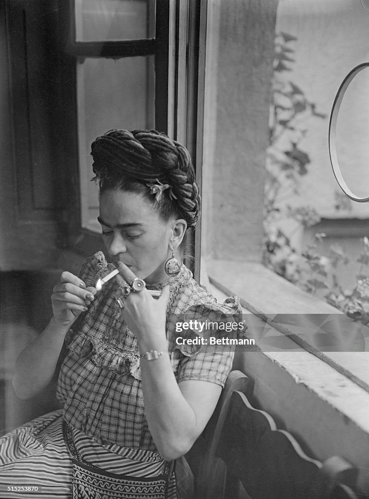 Frida Kahlo Smoking a Cigarette