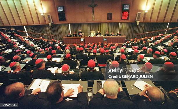 General view showing the synod of Roman Catholic bishops from the Americas who gathered in Vatican 17 November to take a hard look at the future of...