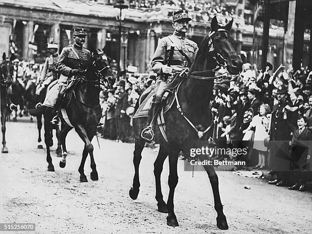 Marshal Foch leading the victory march though London.