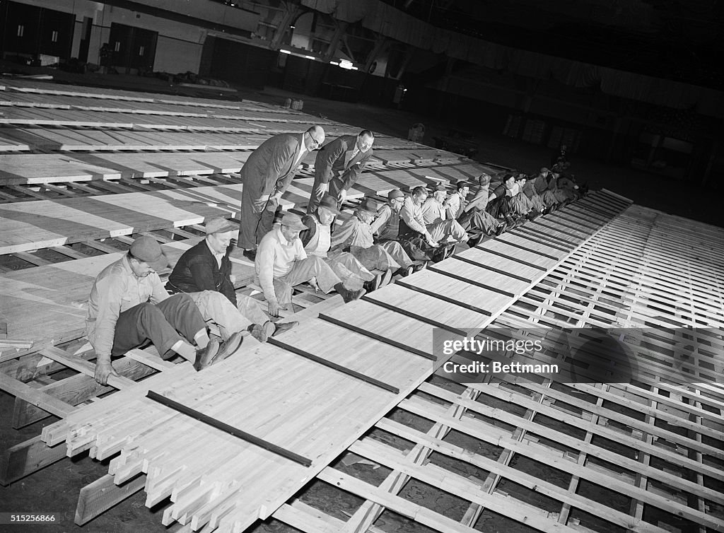 Men Building a Bowling Alley