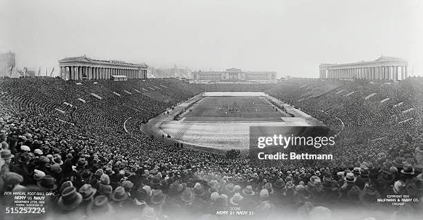 Chicago's grand Soldier Field is filled with 110,000 fans during the 1926 Army-Navy football game.