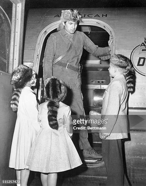 Queens, New York, New York: Walt Disney's Davy Crockett, in the person of Fess Parker, 6 foot five Texan star of the television series about the hero...