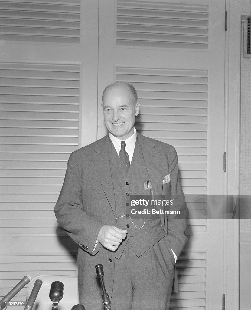 George Kennan Smiling at Press Conference