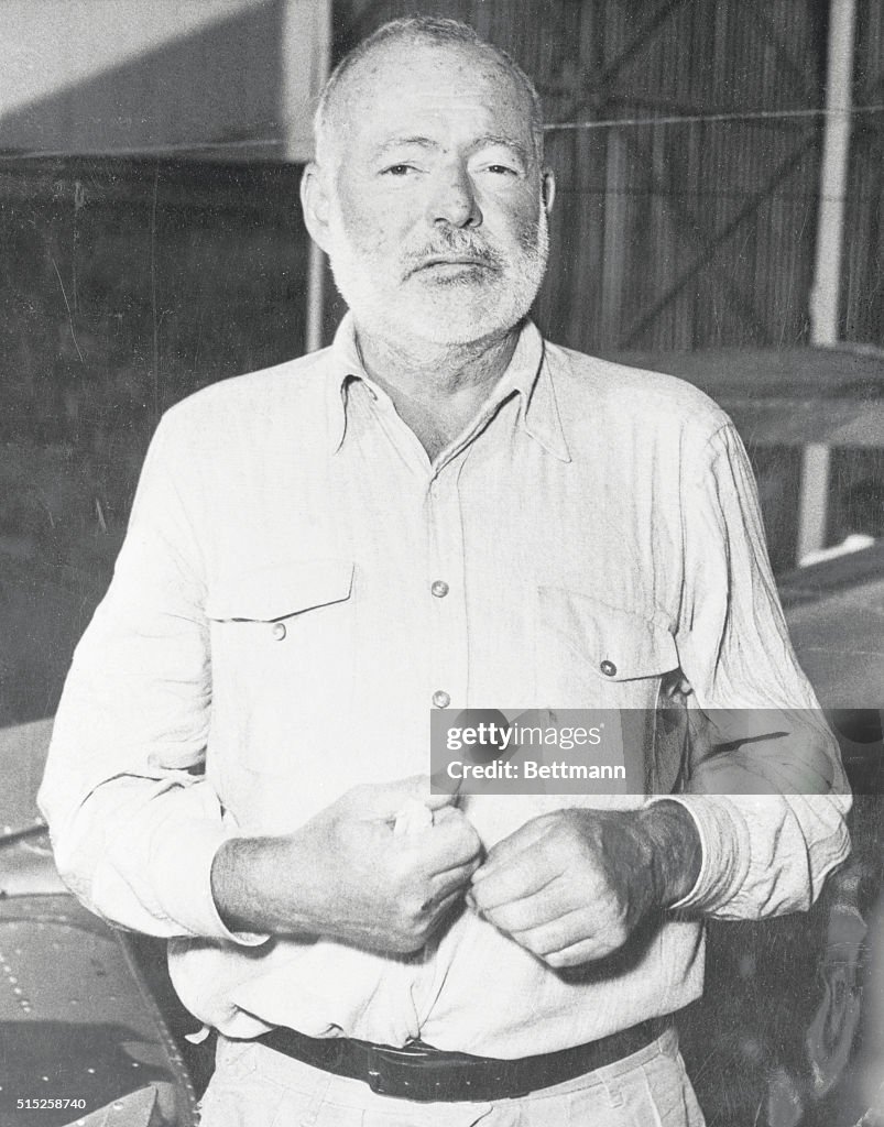 Hemingway Photo A striking closeup photo of Ernest Hemingway as the famous novelist ...