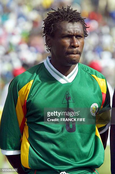 Portrait of Senegal national soccer team defender and captain Aliou Cisse taken 31 January 2002 in Kayes before the start of a match between Senegal...