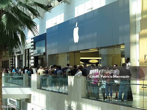 Crowds line up to purchase the new Apple iPhone 6 and iPhone 6 Plus at Westfield Topanga mall in Canoga Park, California, on September 19, 2014....