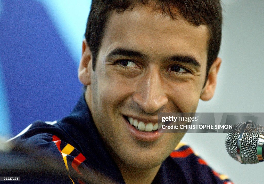 Spanish Raul Spanish football player Raul Gonzalez Blanco smiles during a press ...