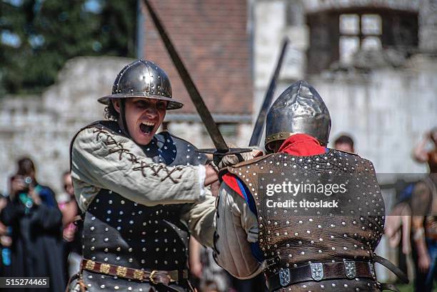 medieval fighters - renaissance faire stock pictures, royalty-free photos & images