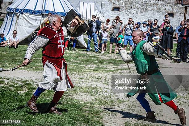 medieval fighters - renaissance faire stock pictures, royalty-free photos & images