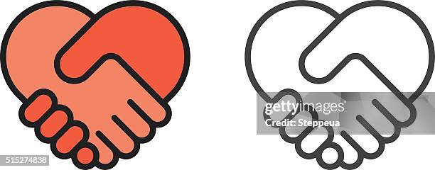 stockillustraties, clipart, cartoons en iconen met handshake heart icon - hand in hand
