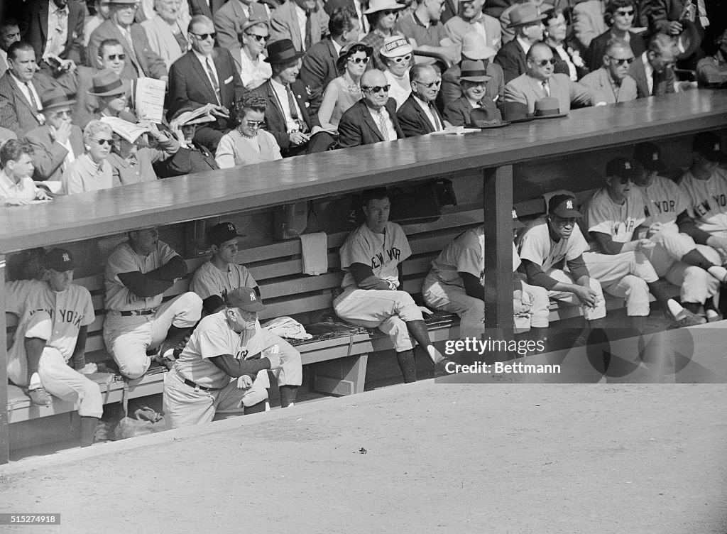 Casey Stengel Watching Game from Dugout