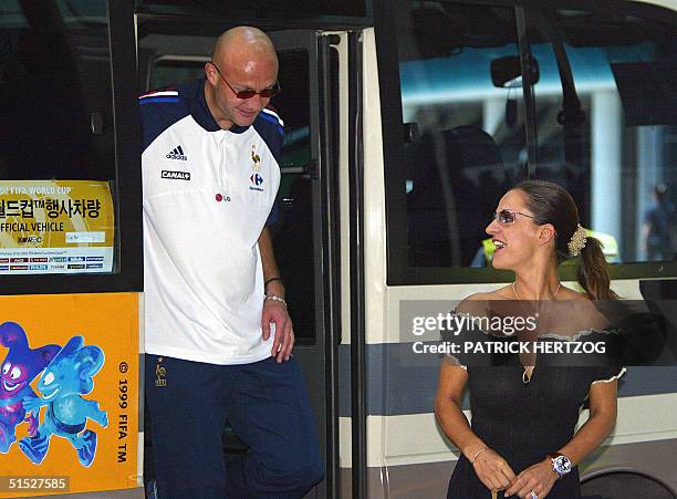 French defender Frank Leboeuf and his wife Betty arrive at the Sheraton Hotel 02 June 2002 in Seoul for a lunch with the French squad. Midfielder...
