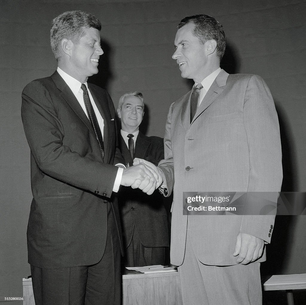 Kennedy And Nixon Before Debate