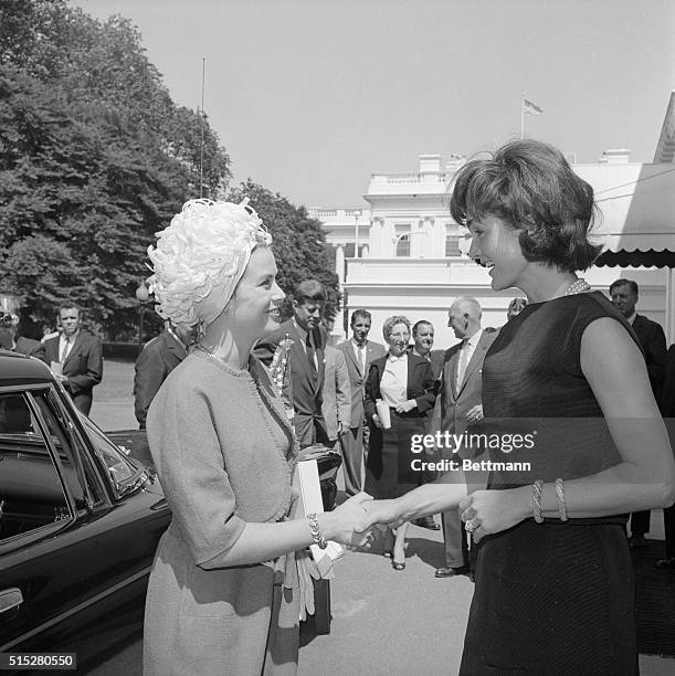Two famous mothers- Mrs. Jacqueline Kennedy and Princess Grace of Monaco- chatted about their daughters named Caroline at White House luncheon give...