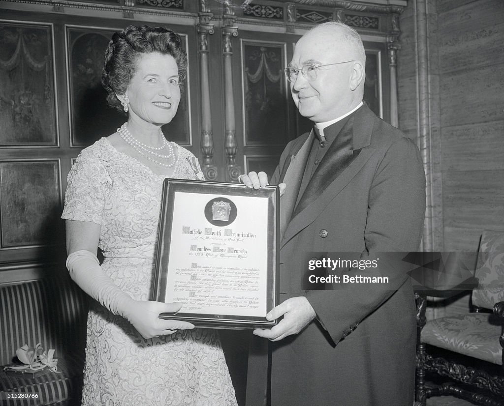 Francis Cardinal Spellman Awarding Rose Kennedy