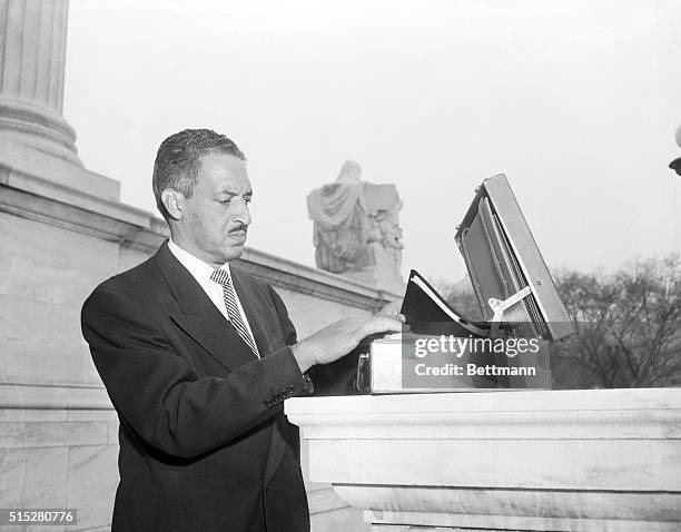 Asks Desegregation Ruling. Washington, D.C.: Thurgood Marshall, general counsel for the National Association for the Advancement of Colored People...