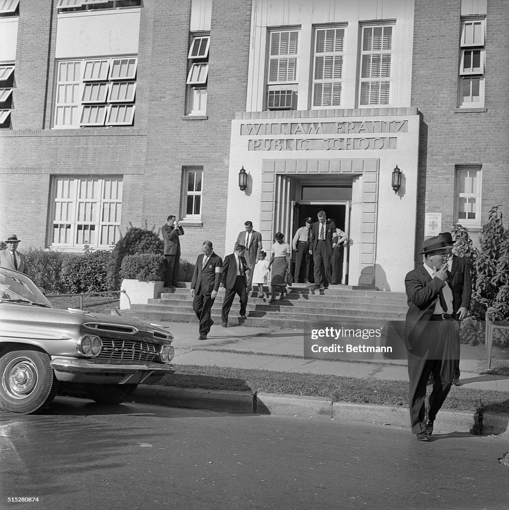 African American Child Leaving School Building