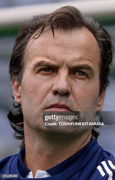 Argentinian coach Marcelo Bielsa reacts during the Group F first round last match Sweden/Argentina of the 2002 FIFA World Cup in Korea and Japan, 12...