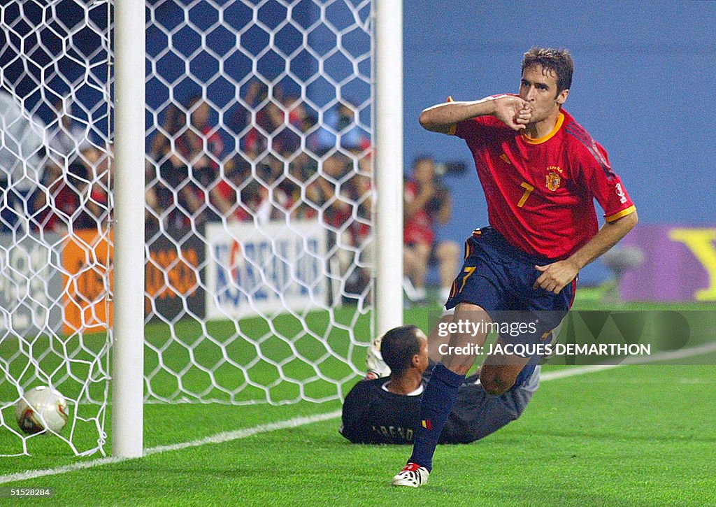 Spanish Raul Spanish forward Raul jubilates after scoring his second goal against ...