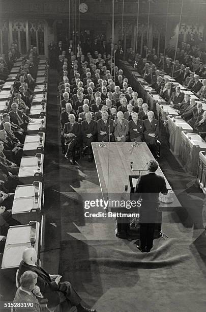 Addressing the Canadian Parliament, American President John F. Kennedy urges Canada to become a partner with the United States in Western Hemisphere...
