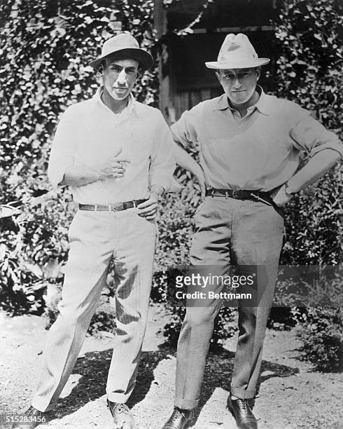 Cecil B. DeMille and brother, William, in front of his mother's home in Hollywood, approximately 1915.