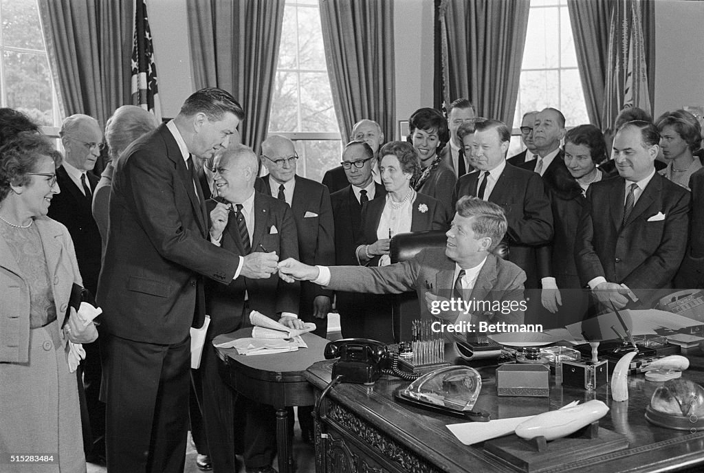 President Kennedy After Signing Bill