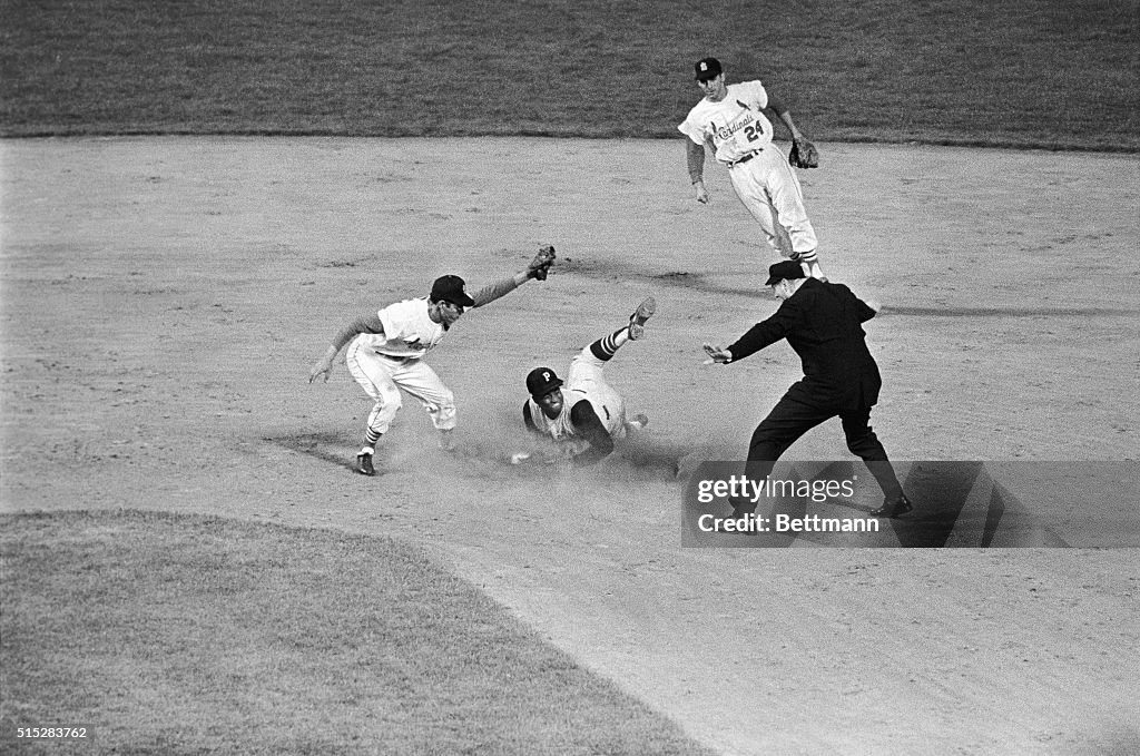 Roberto Clemente Beating Throw to Second Base