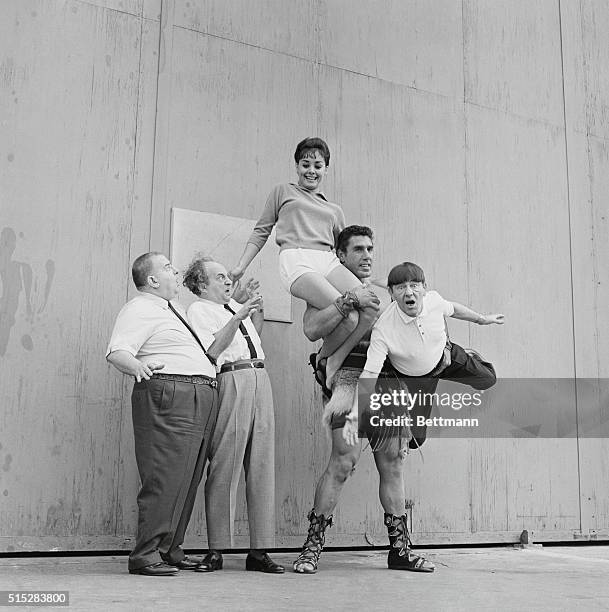 Hollywood: Using typical Three Stooges logic, Columbia Studios has signed a professional wrestler named Samson to play the part of Hercules in their...