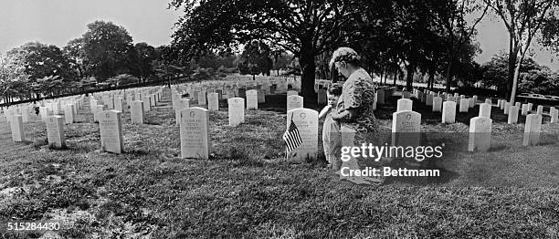 Prayer for Lasting Peace at Tomb of War Dead. Cypress Hills, New York: This striking panorama at Cypress Hills national cemetery shows Mrs. Henrietta...
