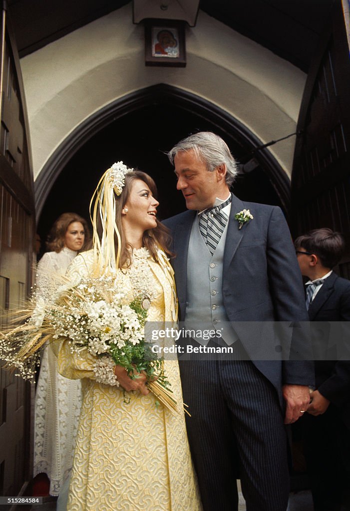 Natalie Wood and her New Husband Standing at Front of Church