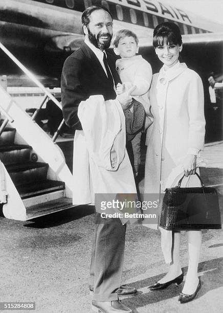 Award winning actress Audrey Hepburn arrives at the New York International Airport here, with her husband actor Mel Ferrer, and their son Sean....