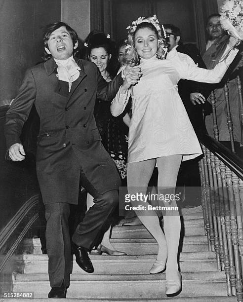 London: Sharon Tate, who was found murdered with four other persons, Aug. 9, is shown with her husband, Director Roman Polanski at their wedding,...