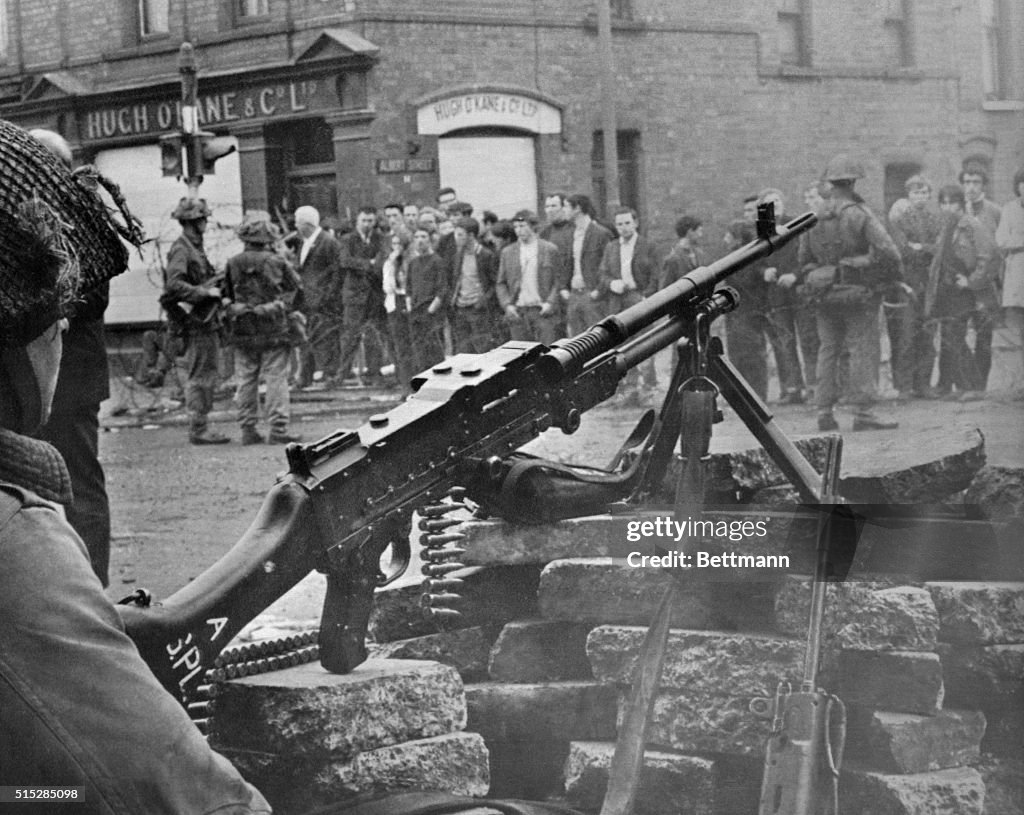 British Forces in Ireland Facing a Crowd