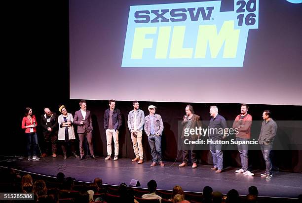 Cast and crew attend the premiere of "In the Valley of Violence" during the 2016 SXSW Music, Film + Interactive Festival at Stateside Theater on...