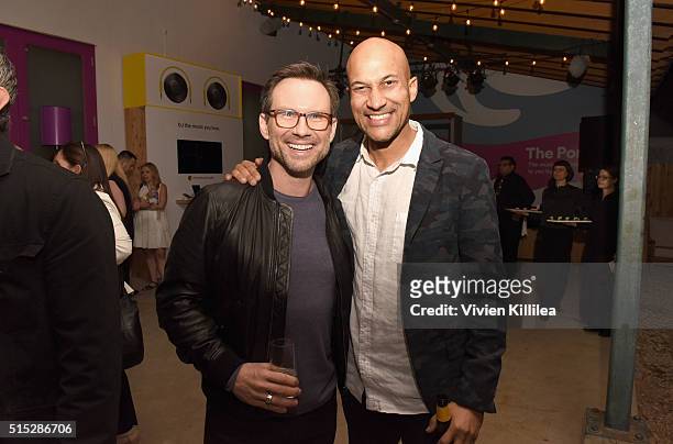 Actors Christian Slater and Keegan Michael-Key attend a dinner hosted by Entertainment Weekly celebrating Mr. Robot at the Spotify House in Austin,...