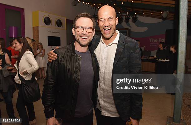 Actors Christian Slater and Keegan Michael-Key attend a dinner hosted by Entertainment Weekly celebrating Mr. Robot at the Spotify House in Austin,...