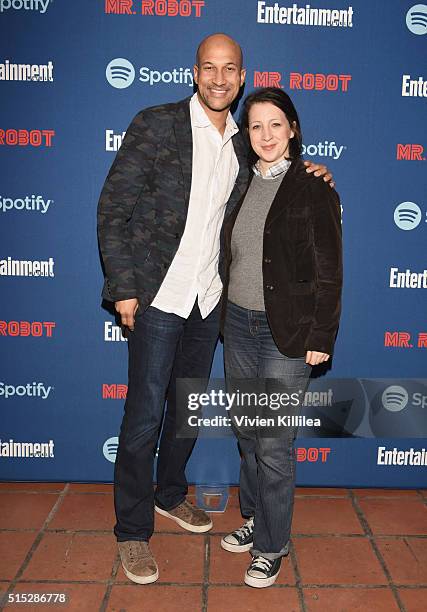 Actor Keegan-Michael Key and producer Elisa Pugliese attend a dinner hosted by Entertainment Weekly celebrating Mr. Robot at the Spotify House in...