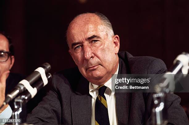 Washington: U.S. Attorney General John N. Mitchell shown as he appeared before Senate's Juvenile Delinquency Subcommittee holding narcotics hearing.