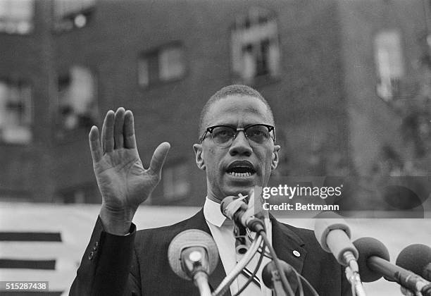 Nation of Islam leader Malcolm X draws various reactions from the audience as he restates his theme of complete separation of whites and African...