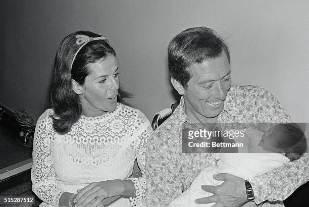 Burbank, Ca.: Claudine and singer, entertainer Andy Williams show their new son Robert Andrew Williams off to photographers, at St. Joseph's...