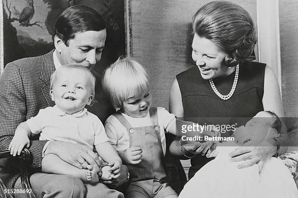 Amsterdam: Family Of Princess Beatrix. First photo of Dutch Princess Beatrix's complete family shows Princess Beatrix and Prince Claus with their...
