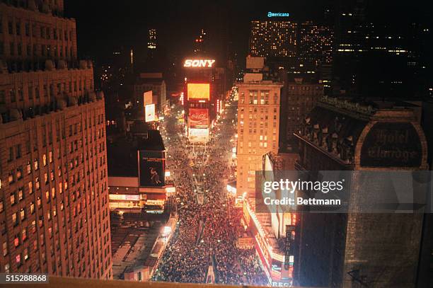 New York, New York: General overhead views of the times Square area, New Years Eve.