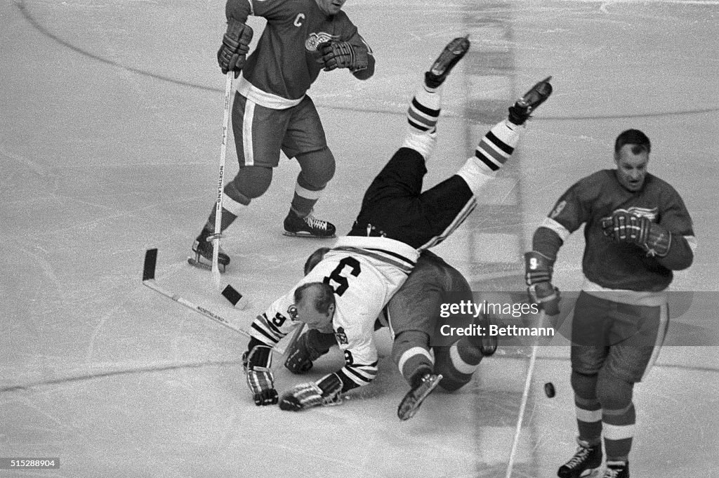 Player Gets Overturned in Hockey Game