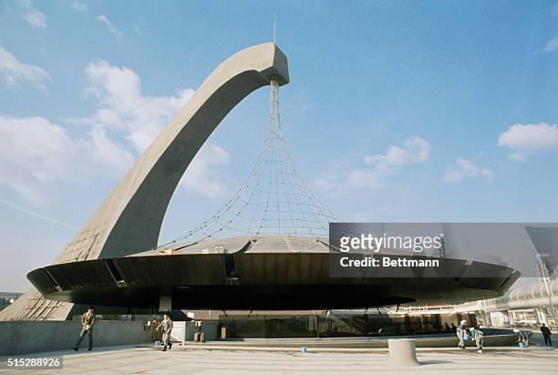 Osaka, Japan: The Australian Pavilion at Expo '70 as the exhibit nears completion. The fair is due to open on March 15th.